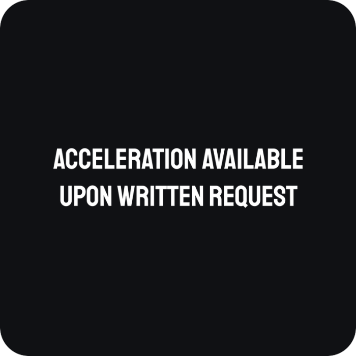 Nálepka Acceleration Available Upon Written Request - rezaná nálepka na auto