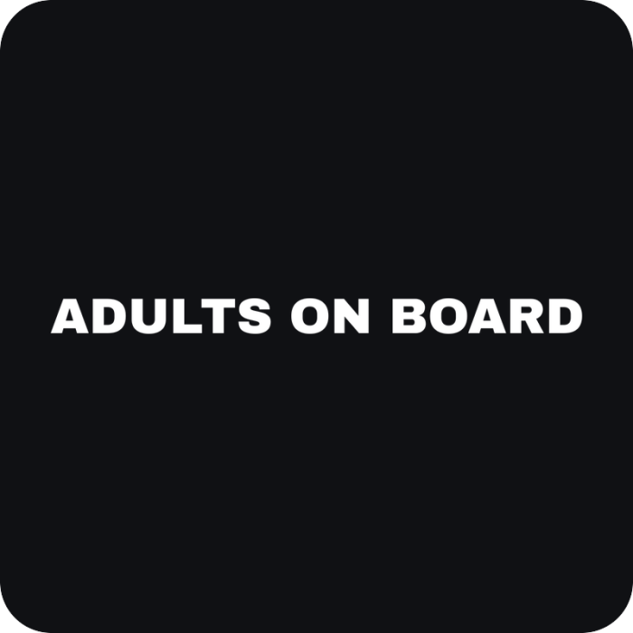 Adults on Board - rezaná nálepka na auto