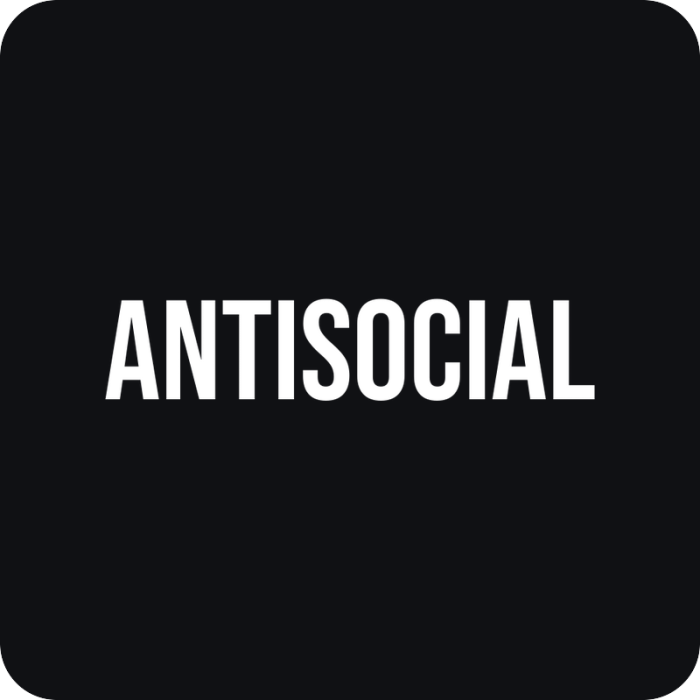 Antisocial - rezaná nálepka na auto