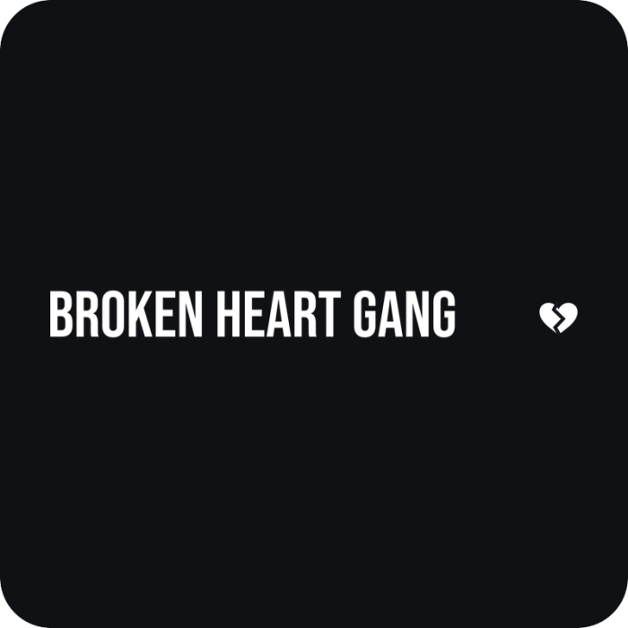 Broken Heart Gang - rezaná nálepka na auto