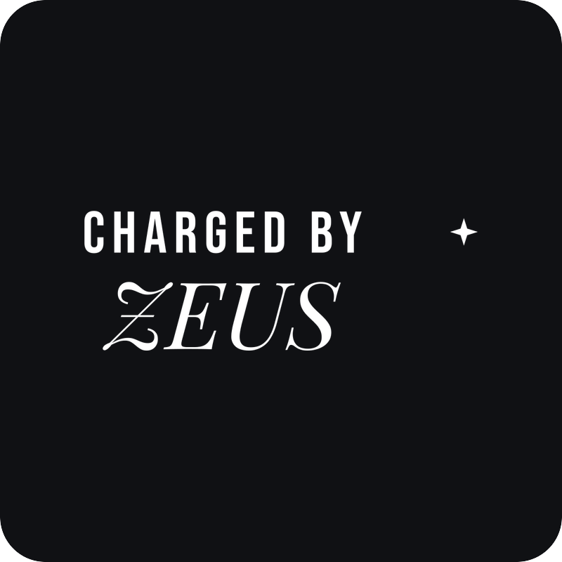 Charged by Zeus Charged by Zeus - rezaná nálepka na auto