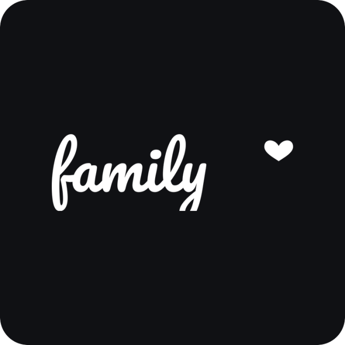 Family - nápis so srdiečkom - rezaná nálepka na auto