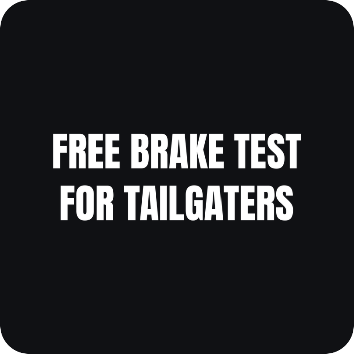 Nálepka Free Brake Test for Tailgaters - rezaná nálepka na auto