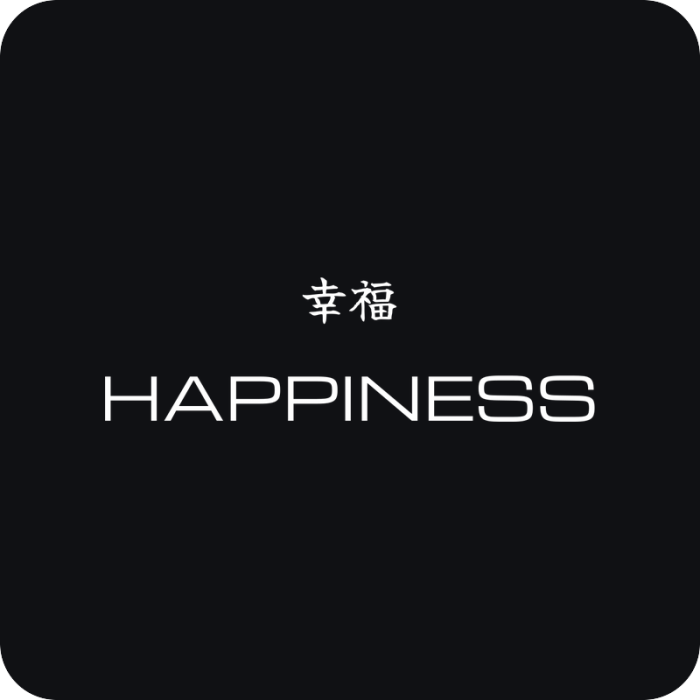 Happiness 幸福 - rezaná nálepka na auto