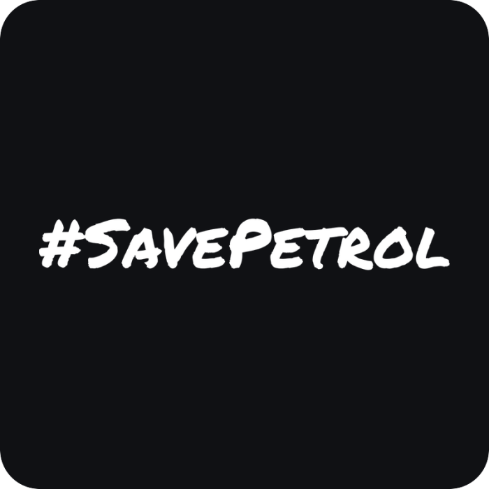 #SavePetrol - rezaná nálepka na auto