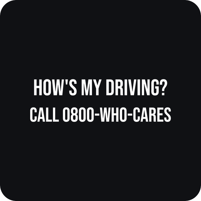 Nálepka How’s My Driving? Call 0800-WHO-CARES Nálepka How’s My Driving? Call 0800-WHO-CARES - rezaná nálepka na auto