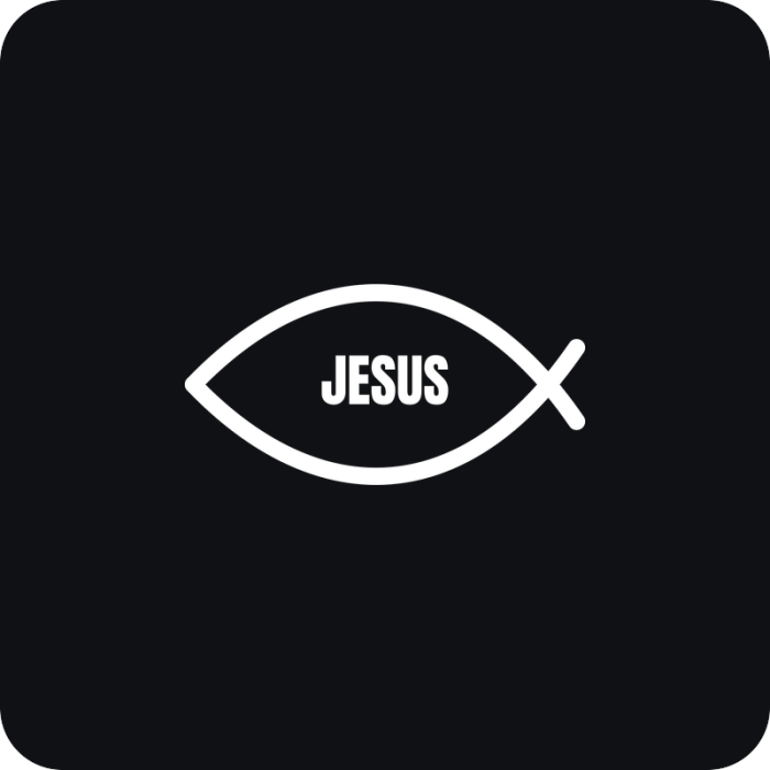 Ichthys Jesus - rezaná nálepka na auto