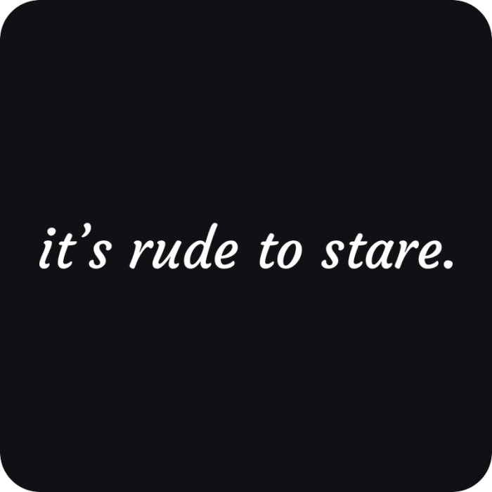 It’s Rude to Stare - rezaná nálepka na auto