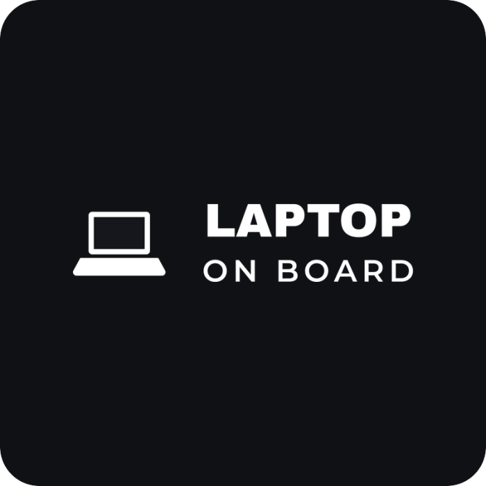 Laptop on Board - rezaná nálepka na auto