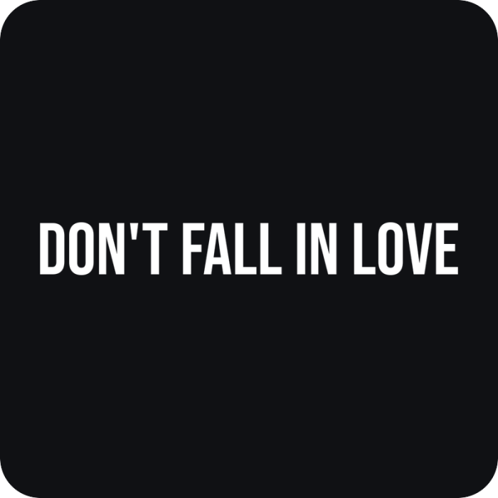 Don't Fall In Love - rezaná nálepka na auto