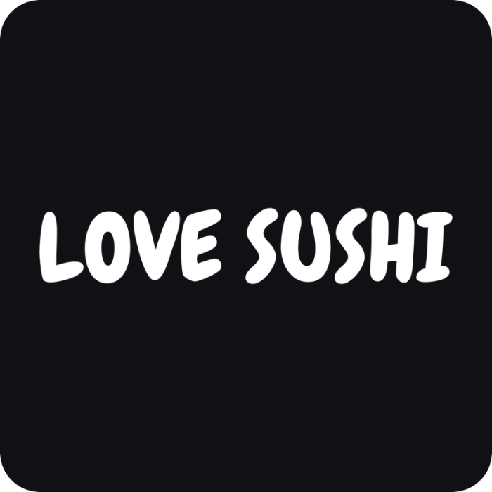 Love Sushi - rezaná nálepka na auto