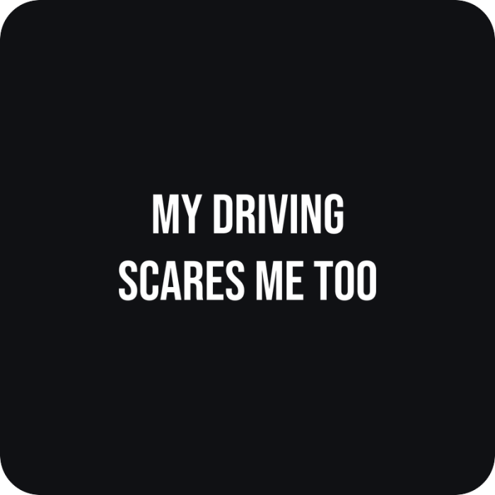 My Driving Scares Me Too - rezaná nálepka na auto