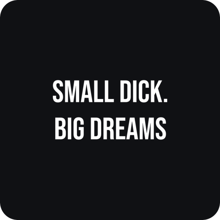Small Dick. Big Dreams - rezaná nálepka na auto