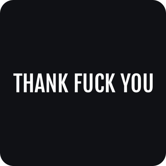 Thank Fuck You - rezaná nálepka na auto