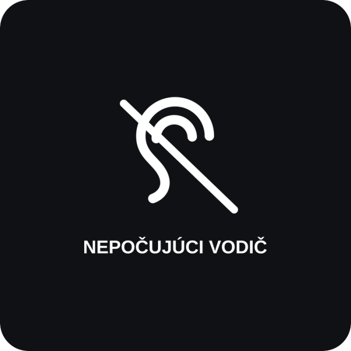 Nepočujúci vodič - rezaná nálepka na auto