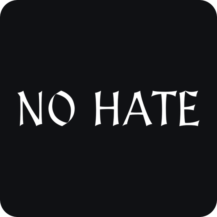 No Hate - rezaná nálepka na auto