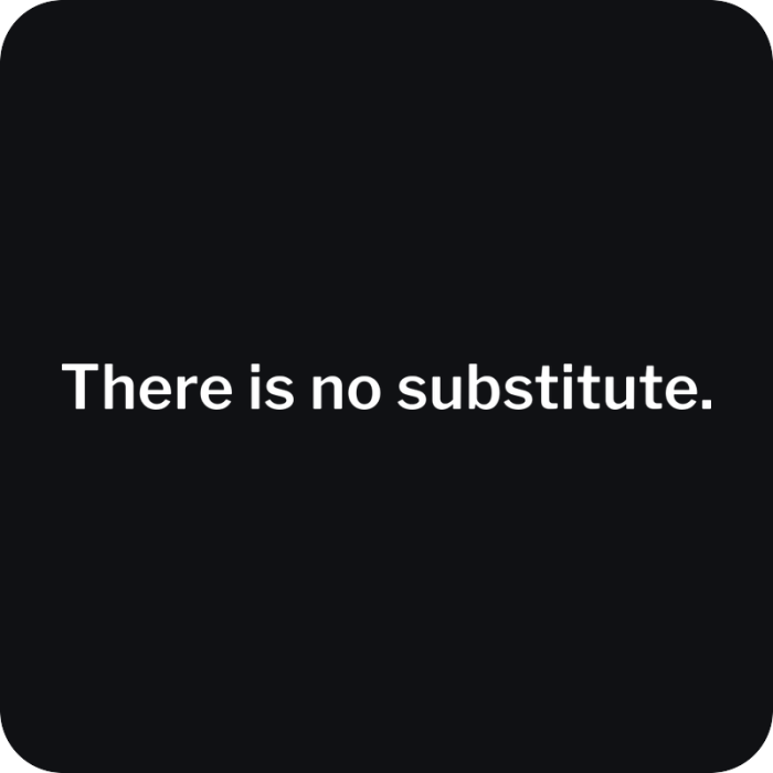 There is no substitute. - rezaná nálepka na auto