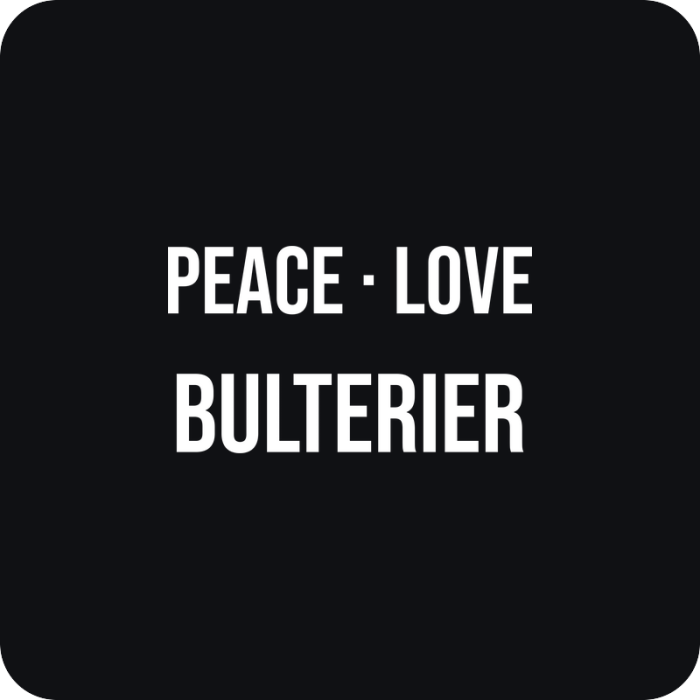 Nálepka Peace Love Bulterier - rezaná nálepka na auto