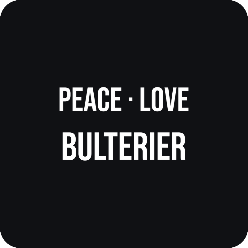 Nálepka Peace Love Bulterier Nálepka Peace Love Bulterier - rezaná nálepka na auto