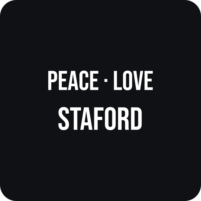 Nálepka Peace Love Staford Nálepka Peace Love Staford - rezaná nálepka na auto