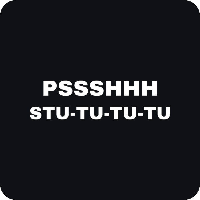 PSSSHHH-STU-TU-TU - rezaná nálepka na auto