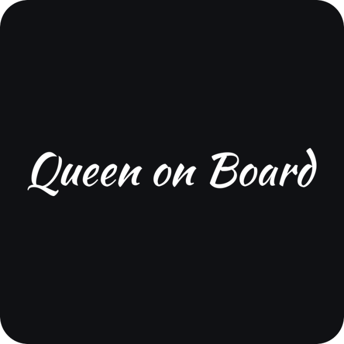 Nálepka Queen on Board - rezaná nálepka na auto