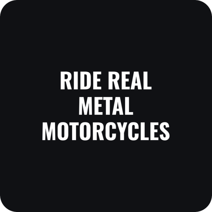 Nálepka Ride Real Metal Motorcycles - rezaná nálepka na auto