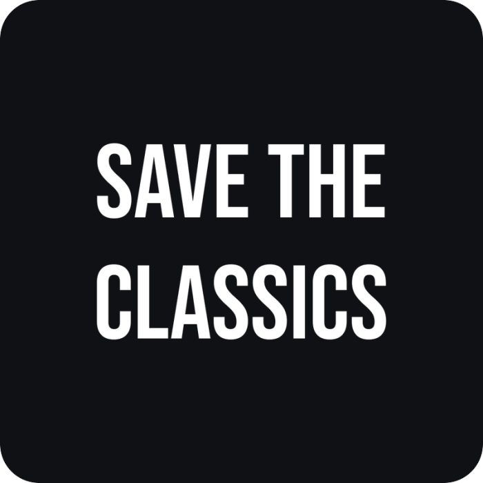 Nálepka Save the Classics - rezaná nálepka na auto