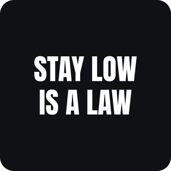 Nálepka Stay Low Is A Law - rezaná nálepka na auto