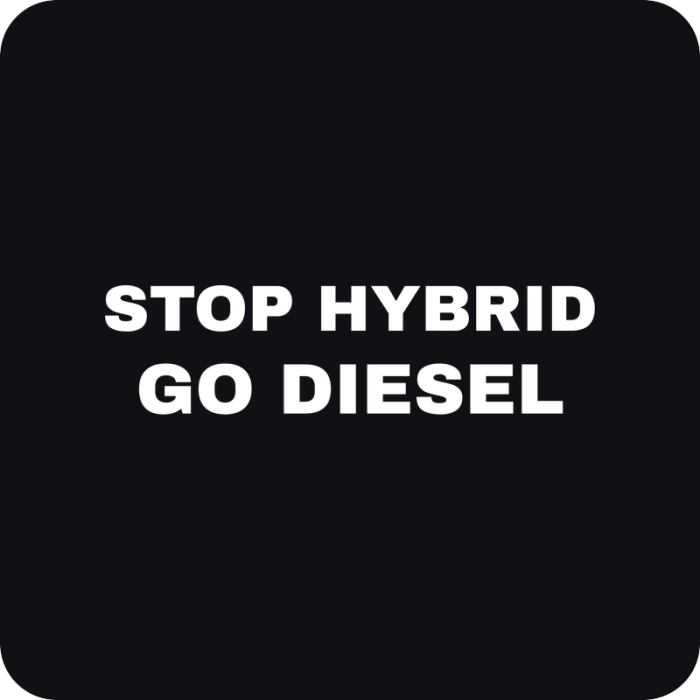 Stop Hybrid, Go Diesel - rezaná nálepka na auto