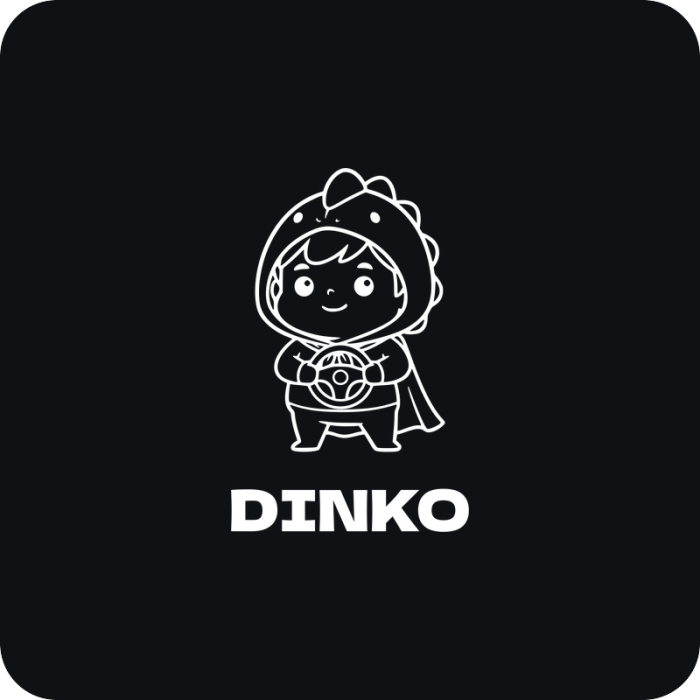 Dinko za volantom - rezaná nálepka na auto